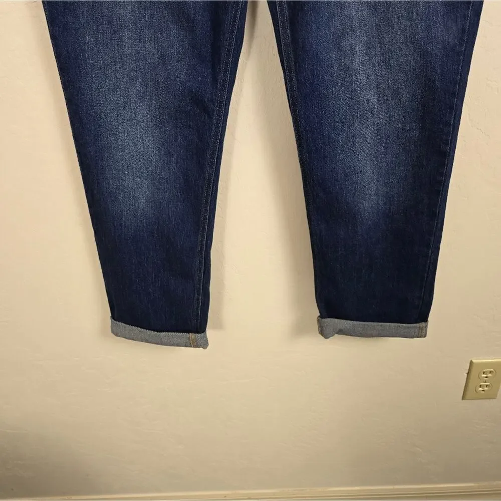 Old Navy WOW Mid Rise Boyfriend Jeans 14 Cuffed Dark Wash Casual Denim Pants
